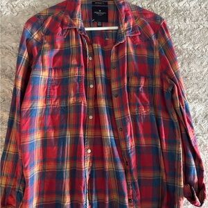 American Eagle Outfitters Red and Blue Plaid Shirt